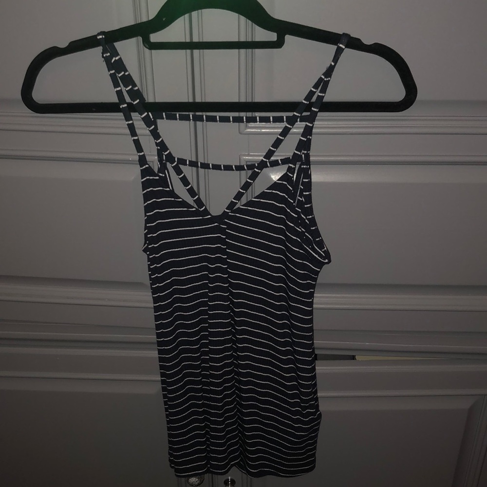 Navy Blue and White Tank